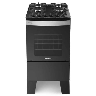 Fogão Piso 4 Bocas GLP Itatiaia Itaglass Plus Vidro Temperado Preto Automático Bivolt