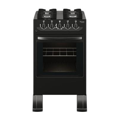 Fogão Piso 4 Bocas Gás Braslar Carina Mesa Vidro Acendimento Automático Preto Bivolt