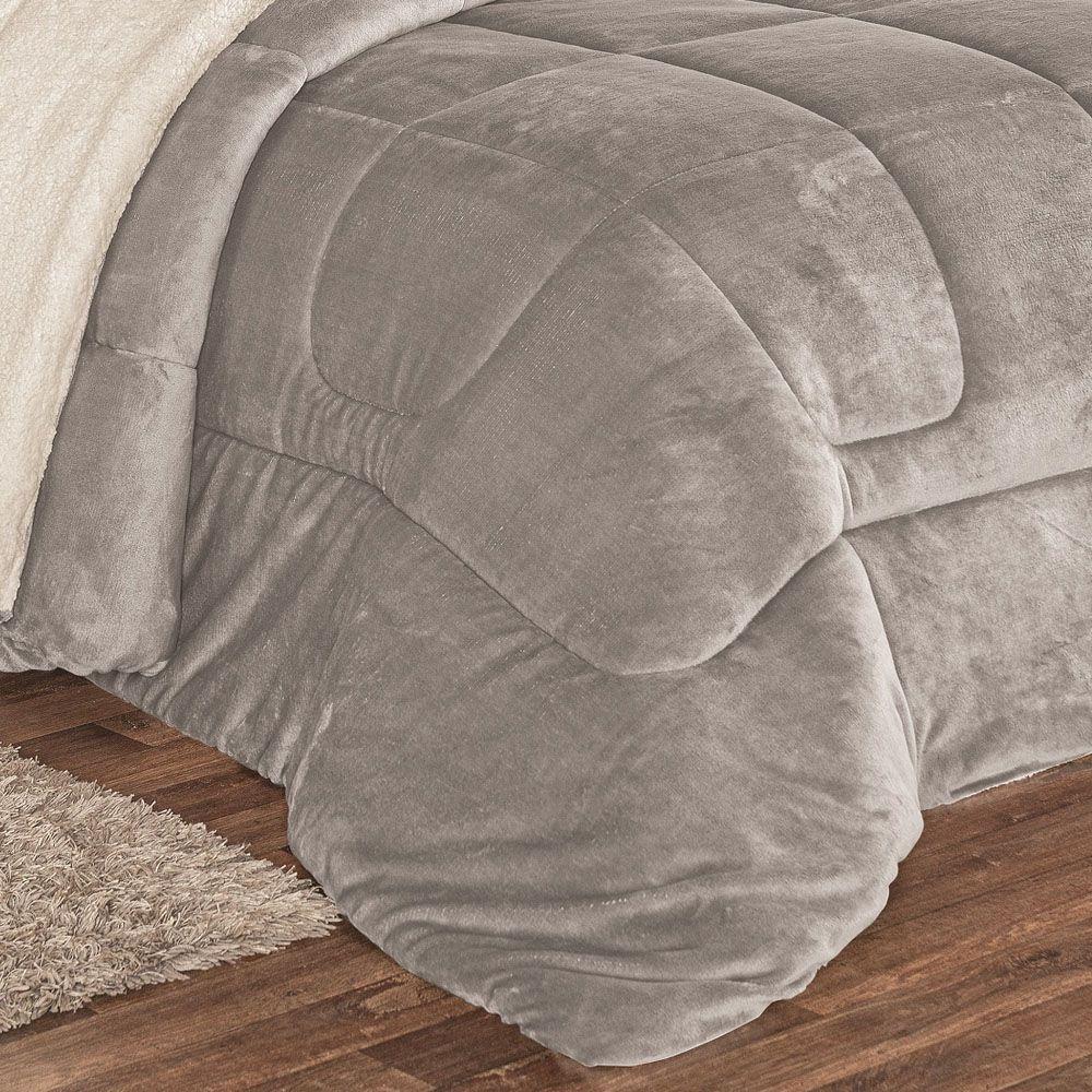 Coberdrom Casal Queen e Manta 1 Peça Cinza - 2