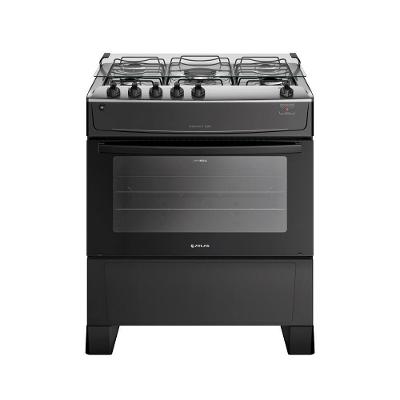 Fogão de Piso 5 Bocas a Gás Atlas Mônaco Top Mesa de Inox Automático Preto Bivolt