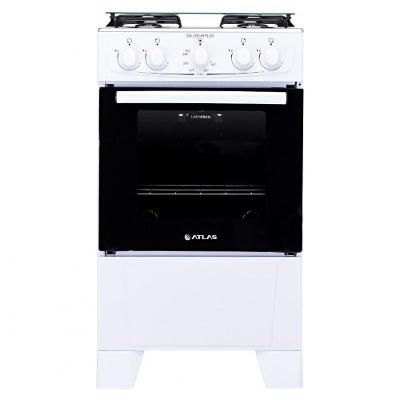 Fogão de Piso 4 Bocas GLP Atlas Coliseum Mesa em Aço Inox Acendimento Manual Branco