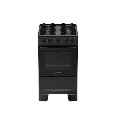 Fogão 4 Bocas Atlas Mônaco Lustro Automático Mesa De Aço Esmaltado Preto Bivolt