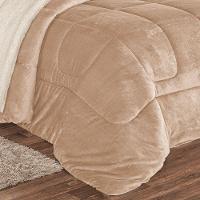 Coberdrom Apollo Solteiro Sherpa Manta Flannel Toque Lã De Carneiro 1 Peça - Cáqui - 2