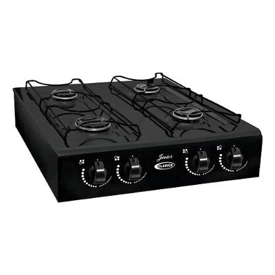 Cooktop a Gás Portátil Clarice Junior Glass 2 Bocas Vidro Temperado Preto Fosco 110V