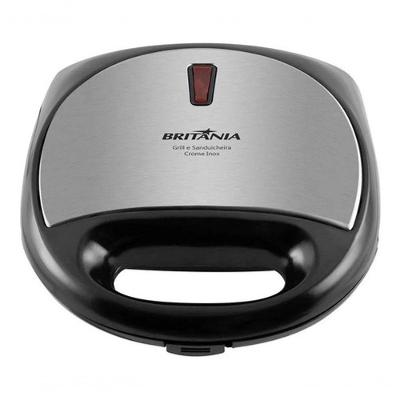 Sanduicheira e Grill Crome Inox 750W com Chapas Antiaderentes Inox 110V