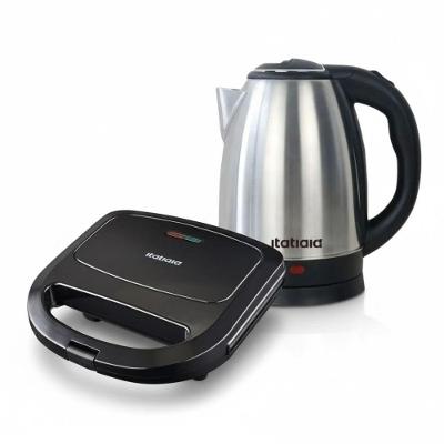 Kit Itatiaia Chaleira Elétrica 1,8L E Grill/sanduicheira Preto/inox 110V