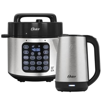 Kit Panela de Pressão Elétrica 5,7L OPAN930 e Chaleira Elétrica Inox 110V Oster