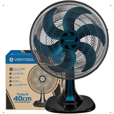 Ventilador de Mesa Ventisol 80W 40cm 6 Pás 3 Velocidades Azul Premium 110V