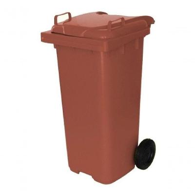 Conteiner Lixeira Plastica 120L Plastico com Rodas para Transporte Marrom JSN
