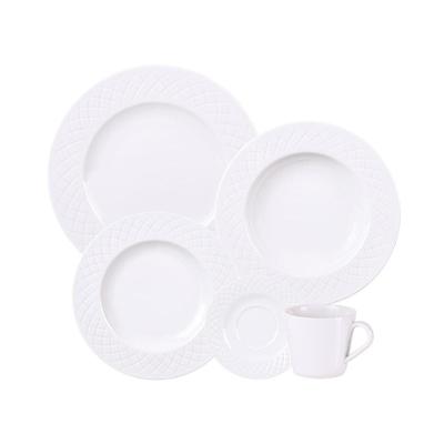 Aparelho de Jantar Ingrid 30 Peças Porcelana Decorada para Uso Diário Branco