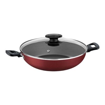 Wok Loreto Alumínio Antiaderente Starflon T1 28CM 3,3L com Tampa de Vidro Vermelha Tramontina