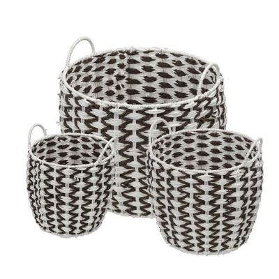 Conjunto 3 Cestos Organizadores Nido em Fibra Natural Elegante e Versátil Marrom e Branco OR Design