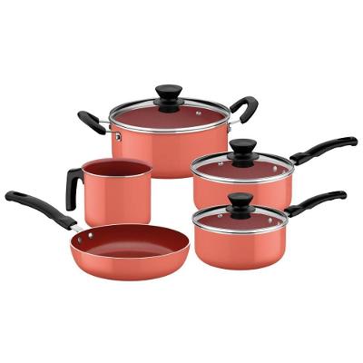 Jogo de Panelas Évora em Alumínio com Revestimento Cerâmico e Silicone Coral 5 Peças Tramontina 3,6L