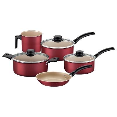 Jogo de Panelas Tramontina Turim 5 Peças Alumínio Antiaderente Starflon Max Vermelho 2,8L