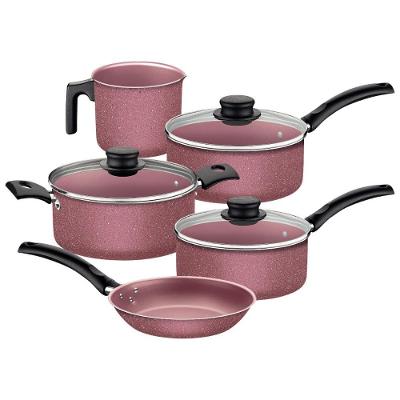 Jogo de Panelas Turim 5 Peças Alumínio Antiaderente Starflon Max Rosa Tramontina 2,8L