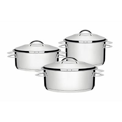 Jogo de Panelas Tramontina Solar Caçarola Aço Inox Fundo Triplo 3 Peças 24CM 28CM 4,70L 7,10L