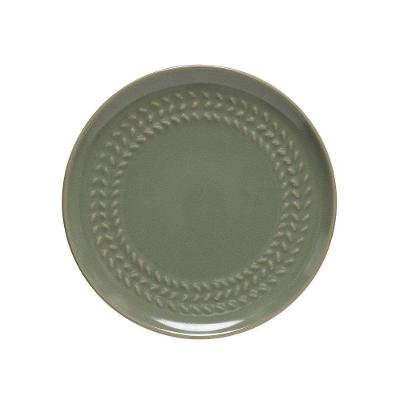 Prato de Sobremesa Tramato Verde Sálvia em Cerâmica com Design Sofisticado para Mesa Copa & Cia