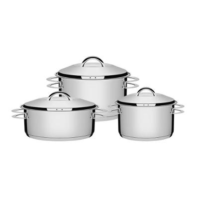 Jogo de Panelas Tramontina Solar Caçarola Aço Inox Fundo Triplo 3 Peças 20CM 16CM