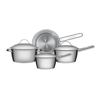 Jogo de Panelas Allegra 4 Peças Aço Inox Fundo Triplo Tampas Inox 3,1L Tramontina