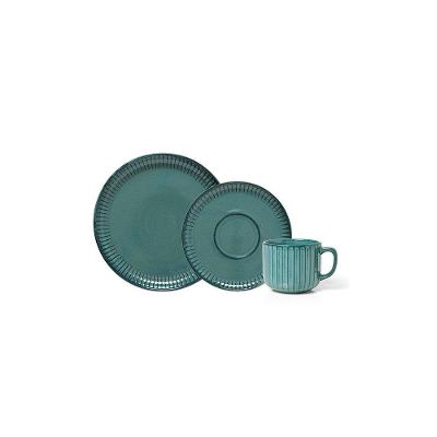 Jogo para Café Ravonna Chloros 12 Peças Cerâmica Design Exclusivo Sala de Jantar Verde Copa & Cia