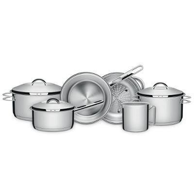 Jogo de Panelas Tramontina Solar em Aço Inox com Fundo Triplo 6 Peças Aço Inox