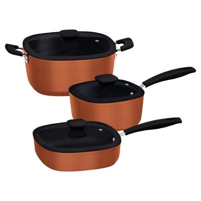 Jogo de Panelas Tramontina Refinatta 3 Peças Alumínio Antiaderente Starflon Premium Cobre 5,7L