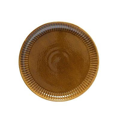 Jogo de 6 Pratos de Sobremesa Ravonna Brun Terra em Cerâmica Design Exclusivo Marrom Copa & Cia 6