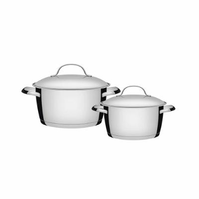 Jogo de Panelas Tramontina Allegra em Aço Inox com Fundo Triplo 2 Peças 1,50L e 3,10L