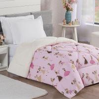 Coberdrom Menininhas Solteiro Infantil Sherpa Toque Lã De Carneiro 1 Peça - Rosa - 1