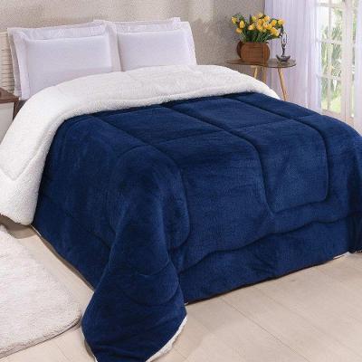 Coberdrom Robust Queen Manta Sherpa 1 Peça Azul Marinho