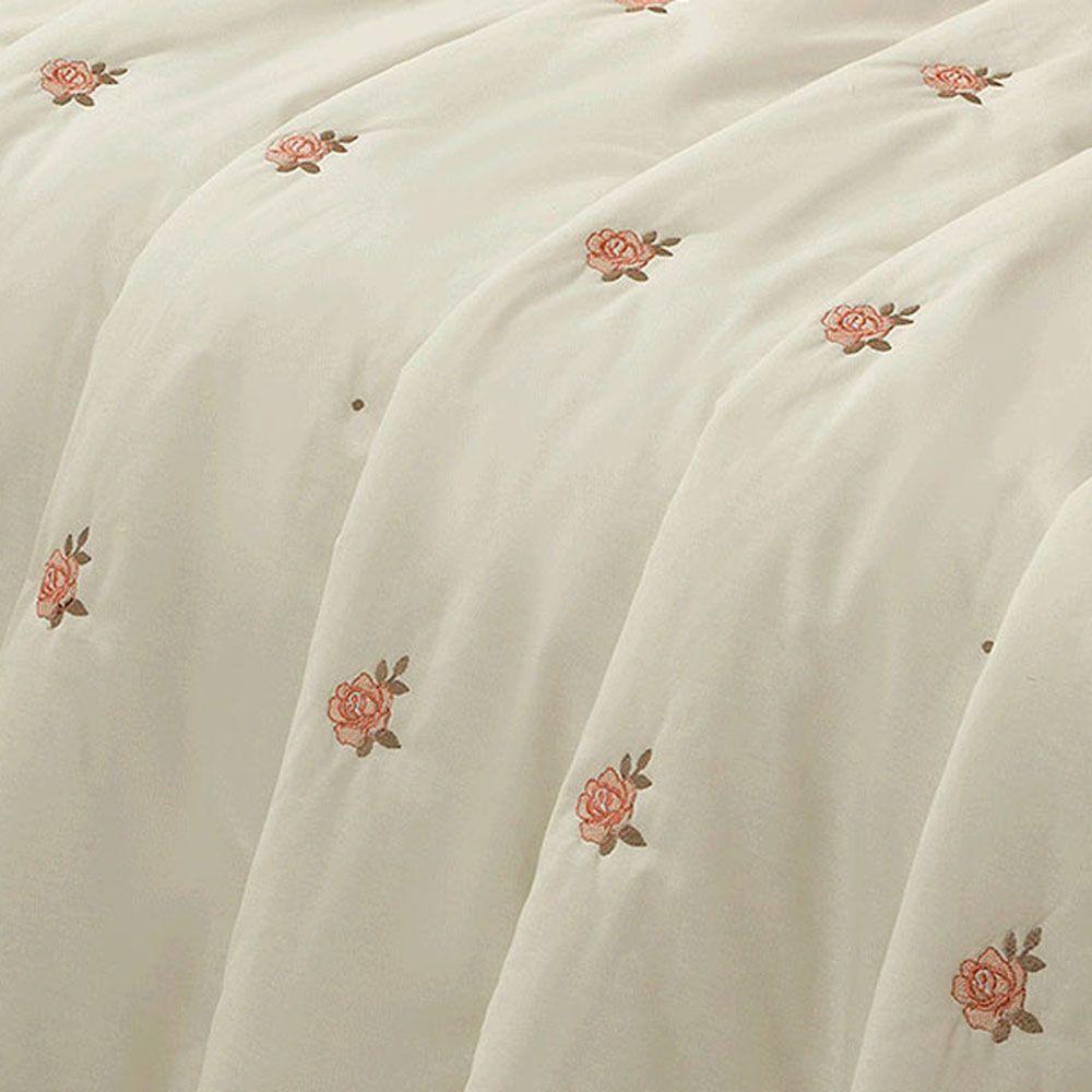 Kit Cobre Leito Bristol Queen Percal Bordado 180 Fios C/ Jogo Lençol 10 Peças - Palha Floral - 2