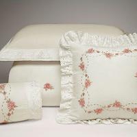 Kit Cobre Leito Bristol Queen Percal Bordado 180 Fios C/ Jogo Lençol 10 Peças - Palha Floral - 1