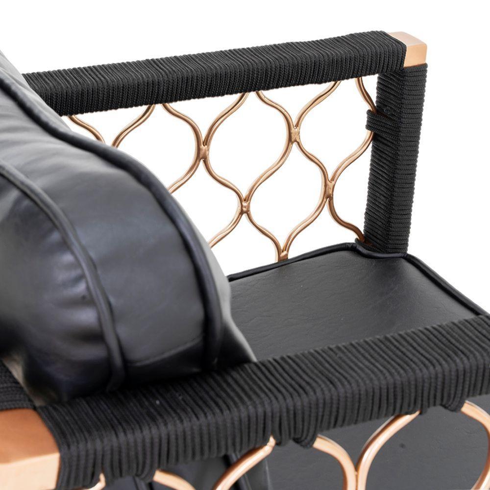 2 Poltronas Em Alumínio Bronze Corda Náutica Preta - 4