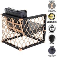 Combo Chaise 2 Poltronas 1 Balanço Mesa Corda Náutica