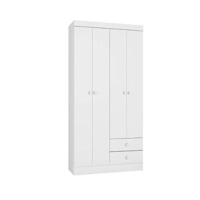 Guarda Roupa Louise Infantil 4 Portas 2 Gavetas MDP Branco AJL Móveis 103CM