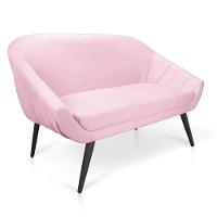 Kit 01 Namoradeira 02 Lugares e 02 Poltronas Giovana Suede Rosa Bebê de Ferro - 7