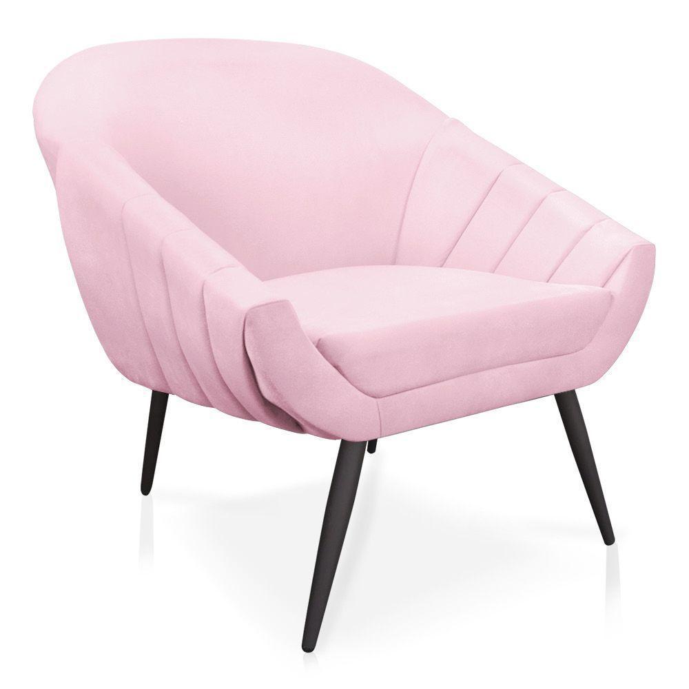 Kit 01 Namoradeira 02 Lugares e 01 Poltrona Giovana Suede Rosa Bebê de Ferro - 6