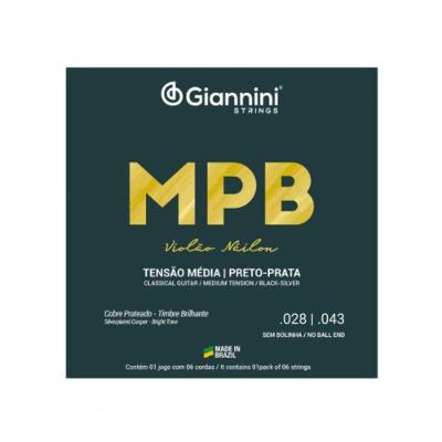 Encordoamento para Violão GENWBS Tensão Média Preto-Prata Giannini