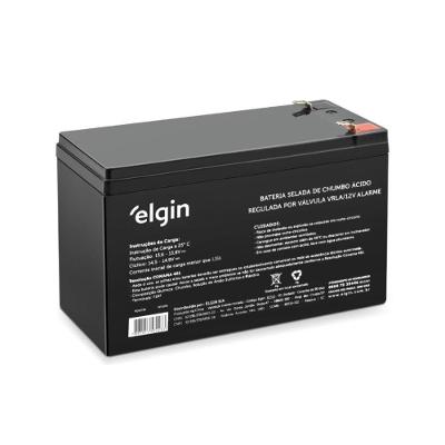 Bateria Selada Elgin 12V 7AH VRLA AGM Terminal F1 Preto