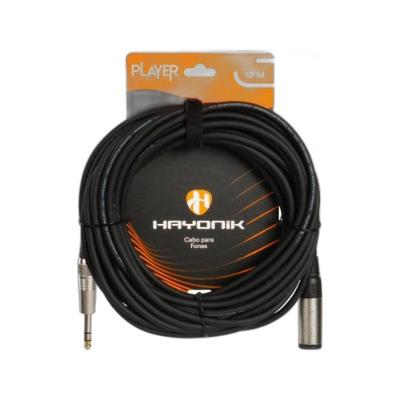 Cabo para Fone de Ouvido Hayonik Player 10m P10 (F) X P10 (m) Preto