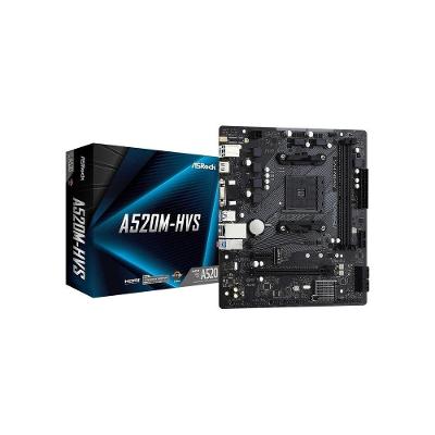 Placa Mãe Asrock A520M-HVS Suporta AMD Ryzen DDR4 64GB com 6 Fases de Alimentação