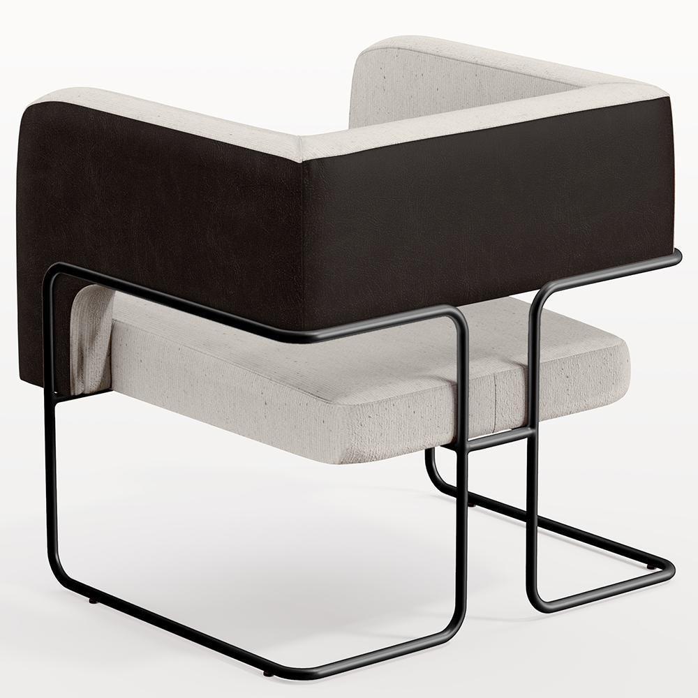 Kit 02 Poltronas Preto Corano Preto C-05 Linho Cru C-443 - 2