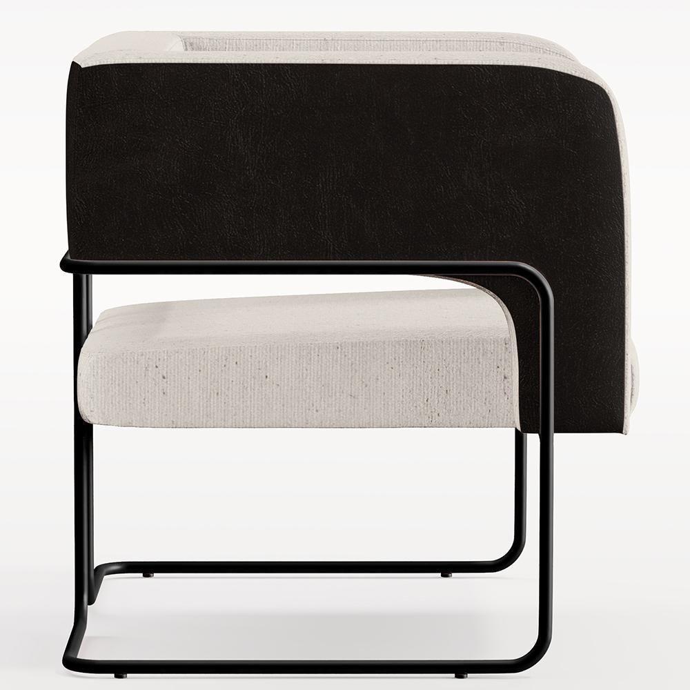 Kit 02 Poltronas Preto Corano Preto C-05 Linho Cru C-443 - 3