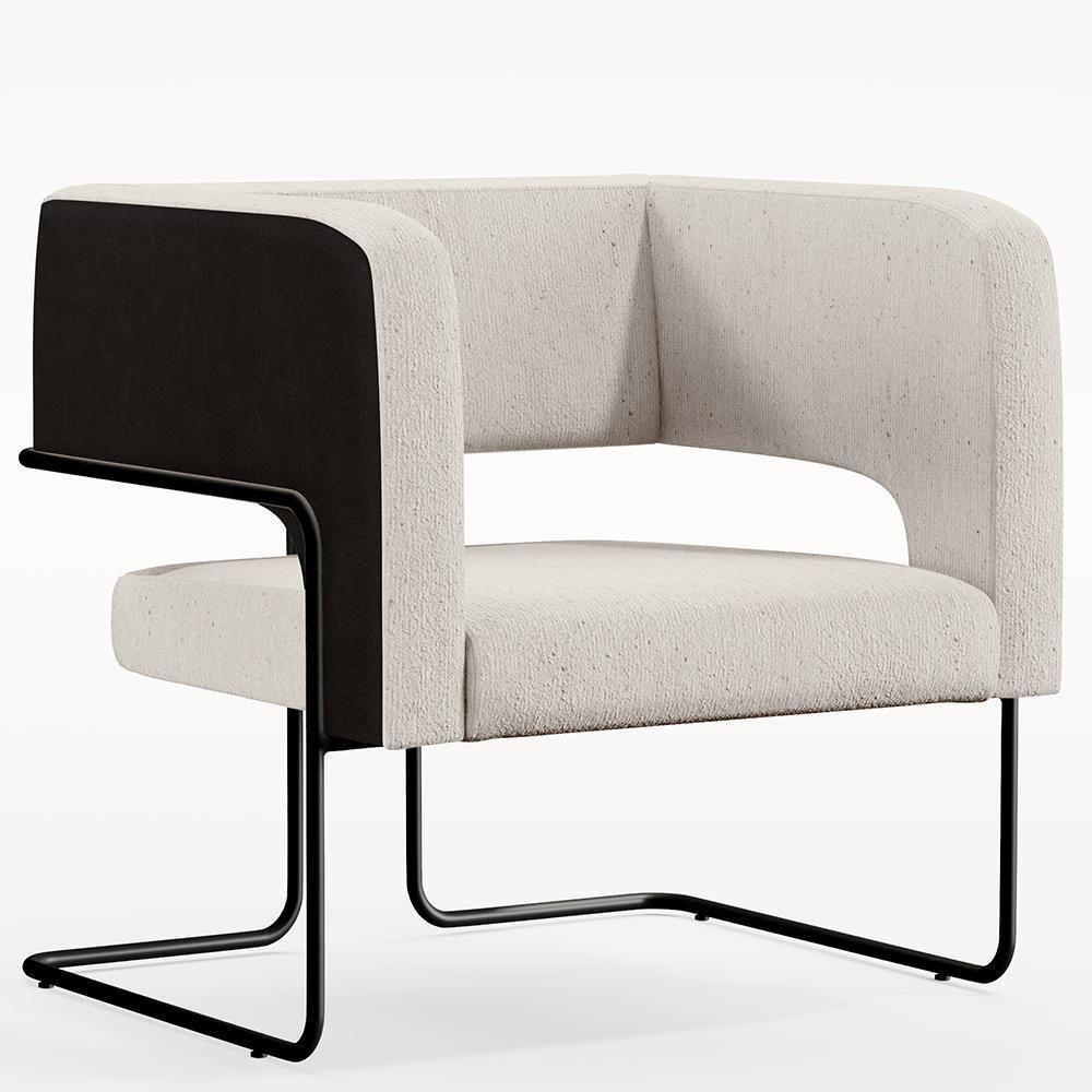 Kit 02 Poltronas Preto Corano Preto C-05 Linho Cru C-443 - 8