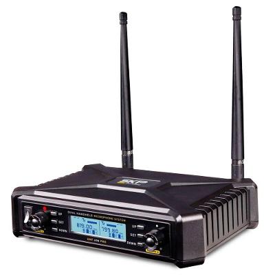 Microfone sem Fio Sauhf600pro Duplo de Mão UHF 2x300 Canais Preto SKP Pro Audio