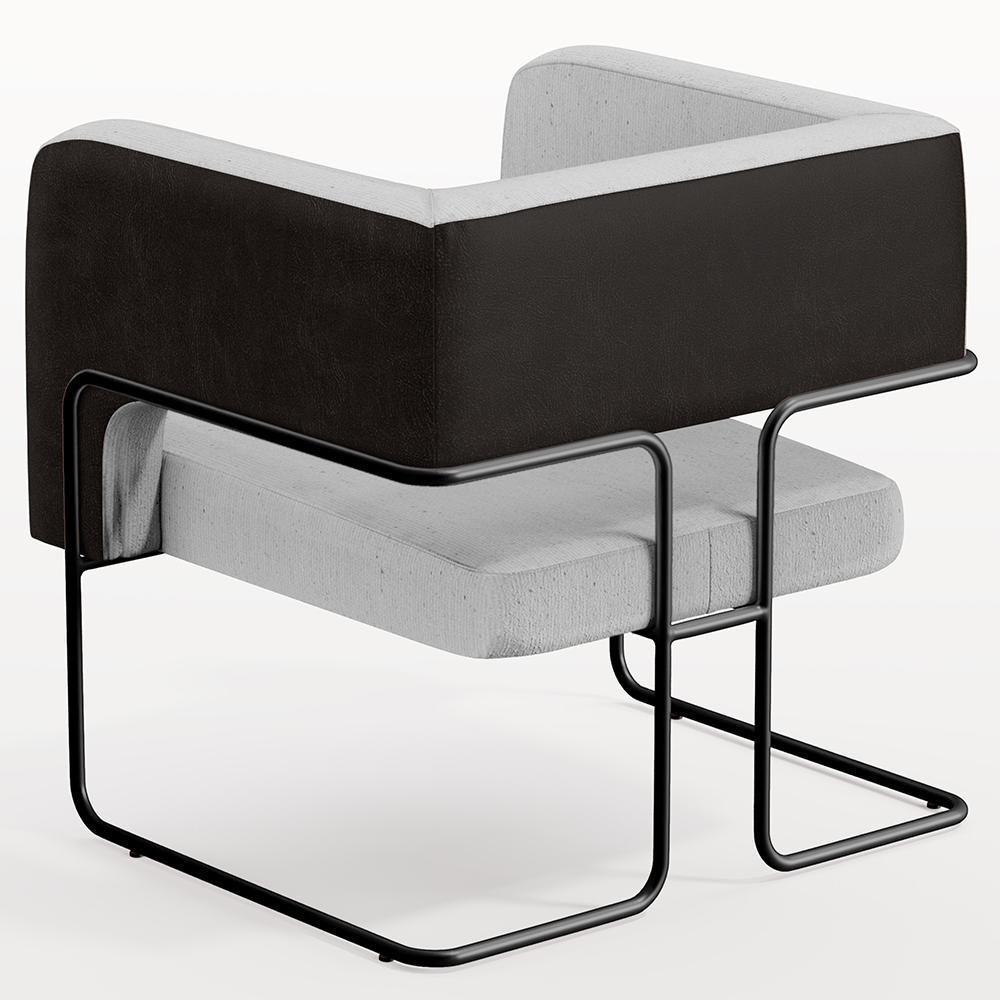 Kit 02 Poltronas Preto Corano Preto C-05 Linho Cinza D-315 - 2