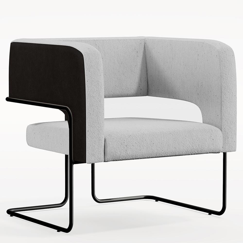 Kit 02 Poltronas Preto Corano Preto C-05 Linho Cinza D-315 - 7