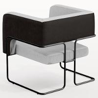 Kit 02 Poltronas Preto Corano Preto C-05 Linho Cinza D-315 - 2