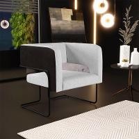 Kit 02 Poltronas Preto Corano Preto C-05 Linho Cinza D-315 - 8