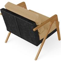 Kit 02 Poltronas Sala L02 Couríssimo Preto Linho Bege Escuro